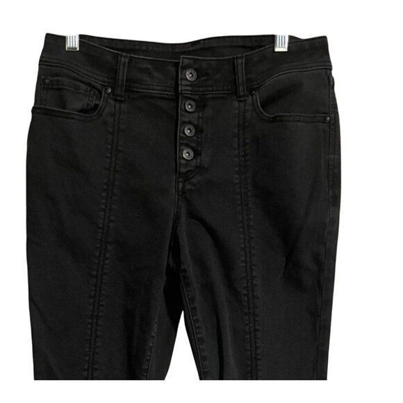 INC Black Button Fly Slit Front Black Jeans Womens Size 30 waist 30x31 - Picture 5 of 6